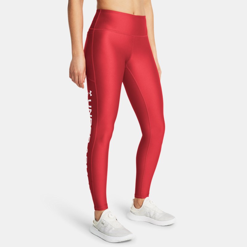 Under Armour Women's HeatGear® Full-Length Leggings Red Solstice / White M